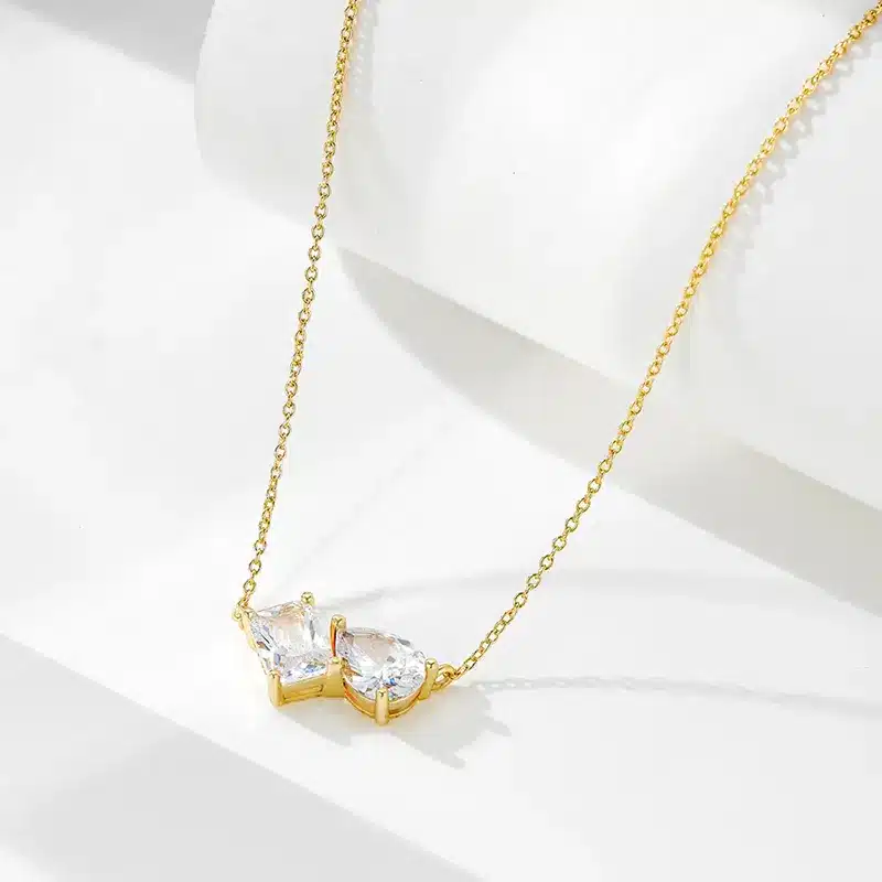 CZ Zircon Square Drop Geometric Necklace - Image 7