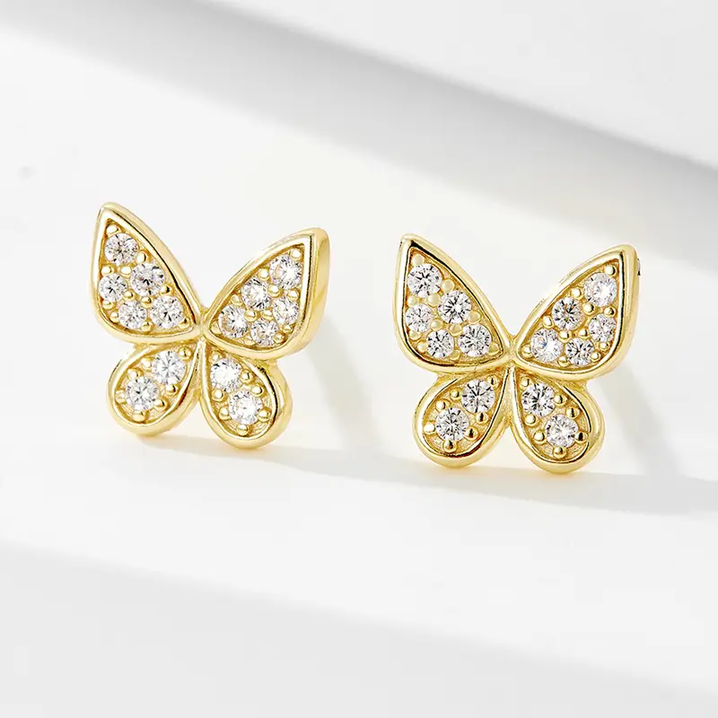 CZ Cubic Zirconia Butterfly Jewelry Stud Earrings - Image 6
