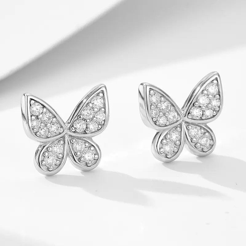 CZ Cubic Zirconia Butterfly Jewelry Stud Earrings - Image 5