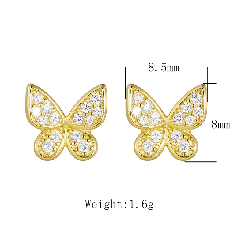 CZ Cubic Zirconia Butterfly Jewelry Stud Earrings - Image 3