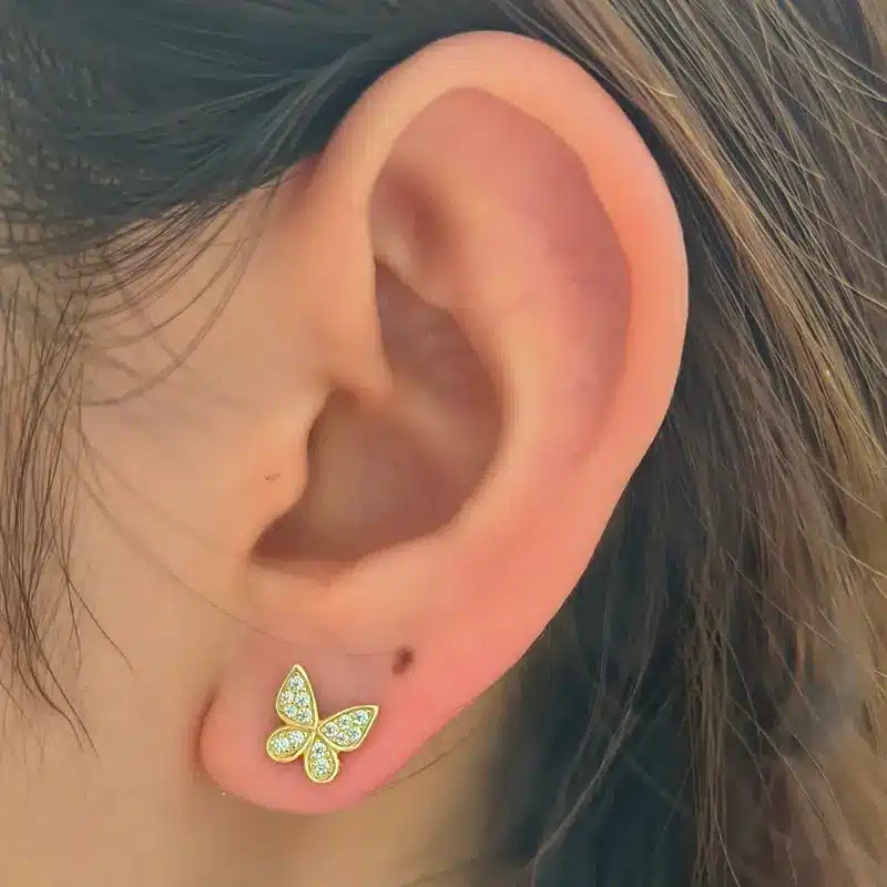 CZ Cubic Zirconia Butterfly Jewelry Stud Earrings - الصورة 2