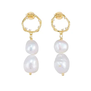 Real Freshwater Pearl Drop Earrings Baroque Pearl Earrings