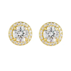 Cz Zircon Geometric Round Stud Earrings