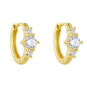Zircon White Cz Pear Stone Huggie Earrings
