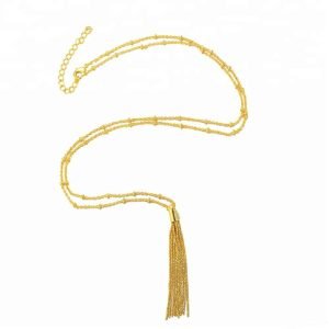 925 Silver Rose Gold Long Chain Tassel Necklace Wholesale