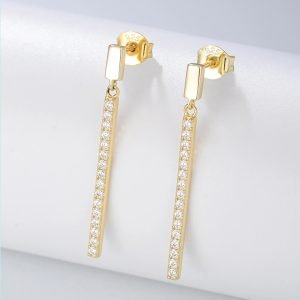 2025 New Style Famous Brand Design Long Chain Earring Post Stud Vertical Bar Earring