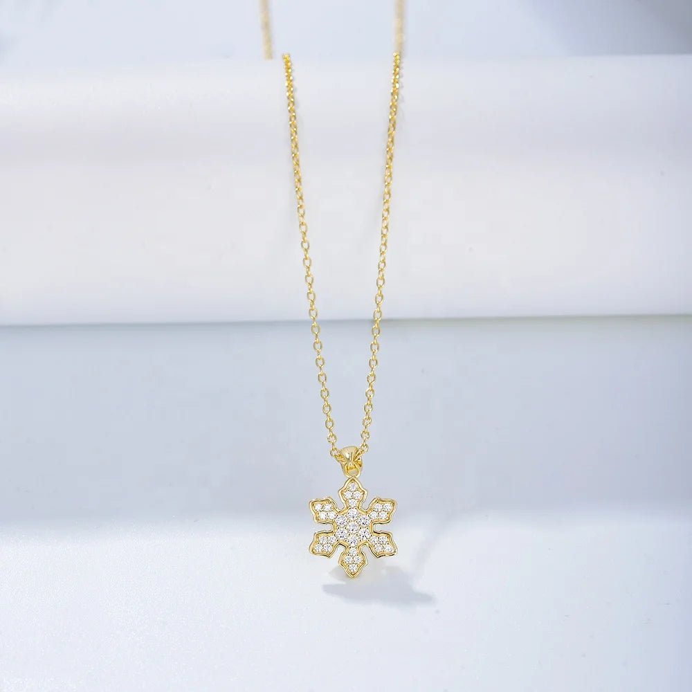 2024 New Trendy 14k Gold Plated Frozen Jewelry Snowflake Year Pendant Necklace Long Necklace - Image 5