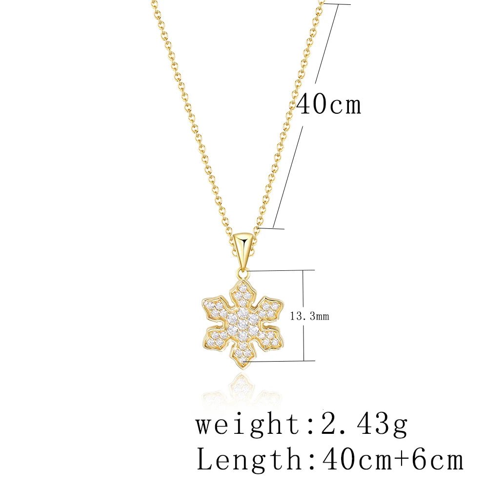 2024 New Trendy 14k Gold Plated Frozen Jewelry Snowflake Year Pendant Necklace Long Necklace - Image 6