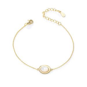 Best Selling Quality 925 Sterling Silver Sublimation Adjustable Dainty Round Pearl Bracelet