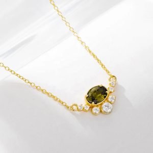 925 Silver Wholesale Peridot Green Gemstone Zircon Jewelry Birthstone Sterling Silver 925 Pendant a Bridge Between Necklace