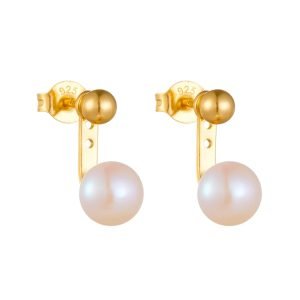 Wholesale 925 Sterling Silver 14K Gold Plated Temperament Natural Freshwater Pearl Bread Pearls Stud Earrings for Women Jewelry