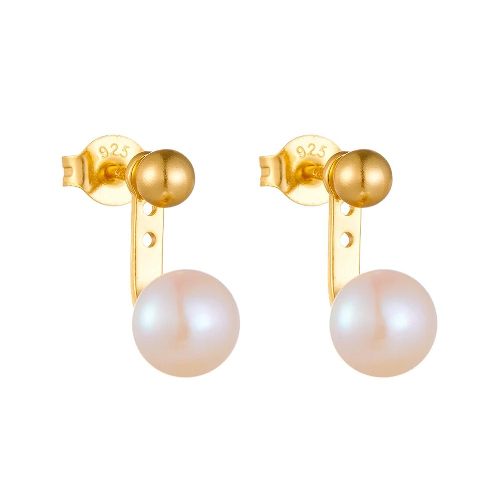 Wholesale 925 Sterling Silver 14K Gold Plated Temperament Natural Freshwater Pearl Bread Pearls Stud Earrings for Women Jewelry