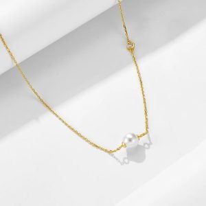 Wholesale 925 Sterling Silver Gold Plated Jewelry Custom Gold  Vermeil Small Zircon Natural Single Pearl Necklace for Women