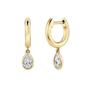 Peishang Hot Sale 925 Sterling Silver 14K Gold Plating Zircon Water Droplets Shaped Clip-on Earrings for Daughter