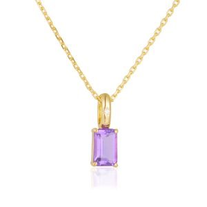 Jewelry Wholesale Dainty Solitaire Amethyst CZ 925 Sterling Silver Gold Plated Mini Small Cubic Zircon Charms Pendant Necklace