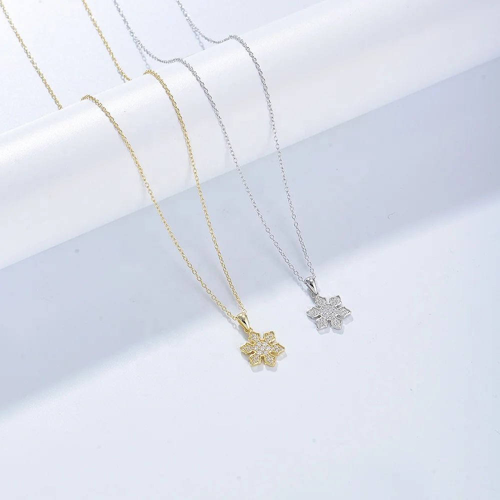 2024 New Trendy 14k Gold Plated Frozen Jewelry Snowflake Year Pendant Necklace Long Necklace - Image 4