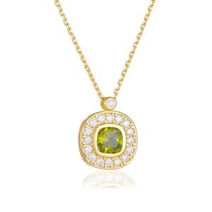 New Trendy Vintage Design S925 Sterling Silver Olive Stone Zircon Necklace Fine Jewelry for Women