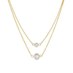 Fashion Jewelry 925 Sterling Silver Pearl Necklaces Natural Freshwater Pearls Double Layer Chain Gold Plated Necklaces for Women