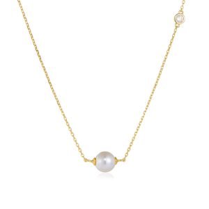 Low Moq Jewelry Vermeil Small Simple 925 Sterling Silver Natural Single Pearl Necklace