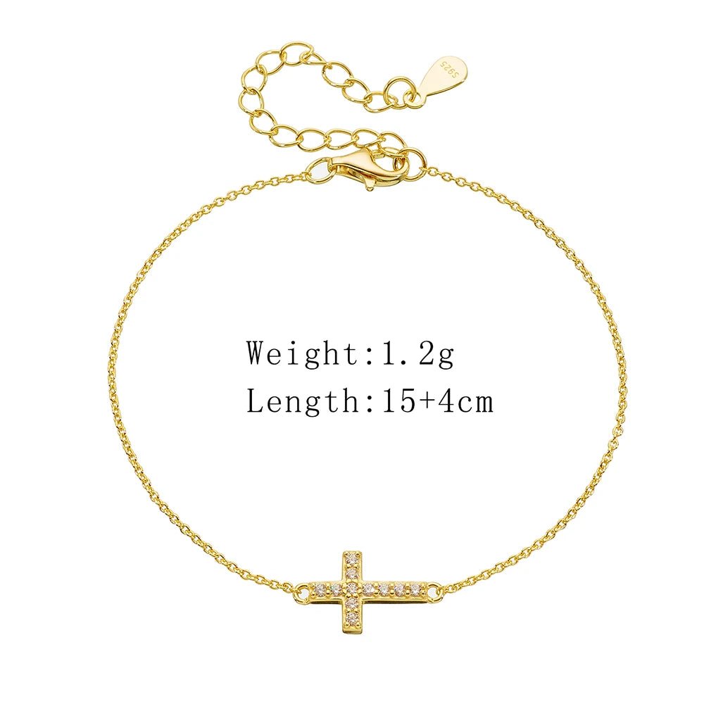 Peishang Wholesale Jewelry 925 Sterling Silver 14K Gold Plated Custom Factory Cz Zircon Cross Bracelet for Women - Image 7