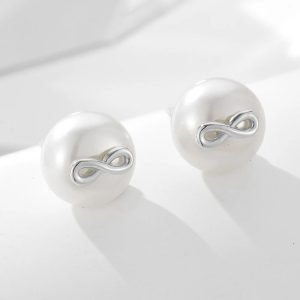 Peishang Wholesale Jewelry 925 Sterling Silver 14K Gold Plated Infinity  Bread Freshwater Pearl Stud Earrings