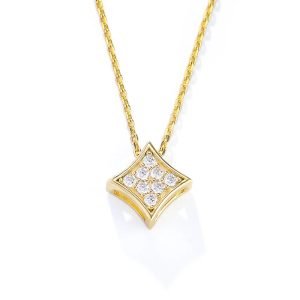 Girls Jewelry Gold Plated Silver 925 Sterling Bling Zirconia Square Kite Shape Necklace for Women Bridal