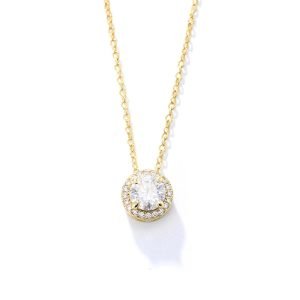 New Model Hot Selling 14K Gold Plated Large Round Zircon Sterling Silver Circle Choker Necklace for Custom Moissanite