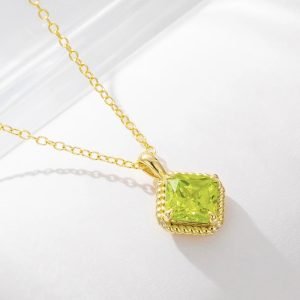 KN3556  New Product 925 Sterling Silver Square Shape Synthetic Pendant Necklace