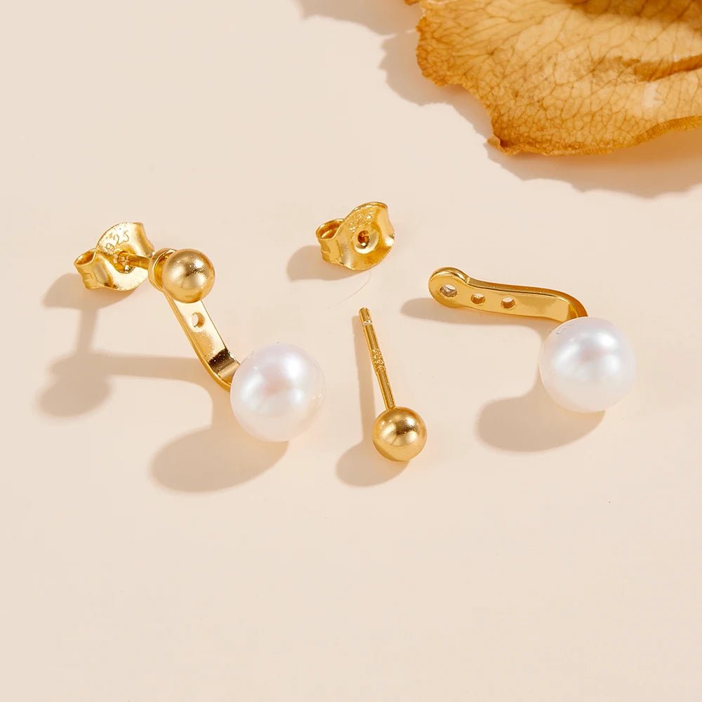 Wholesale 925 Sterling Silver 14K Gold Plated Temperament Natural Freshwater Pearl Bread Pearls Stud Earrings for Women Jewelry – Image 5