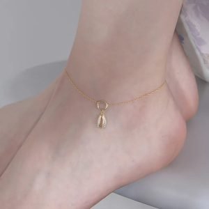 KA0022 Peishang INS Minimalist Simple Trendy Boho Chain Anklets Cubic Zirconia Cute Adjustable Charm Anklets S925 Silver Jewelry