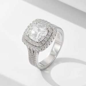 Wholesale Classic Luxury Silver Ring 925 Silver Jewellery Micro-Inlaid Zircon Full Diamond Wedding Rings Jewelry Women