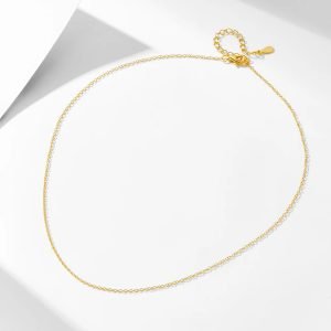 Peishang Jewelry 925 Sterling Silver 14K Gold Plated Accessory Chain Necklace