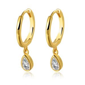 Plated Small Zircon Water Droplets Shaped Earrings Gold Hot Peishang 925 Ster Silver 14K 925 Sterling Silver Jewelry Drop GTC