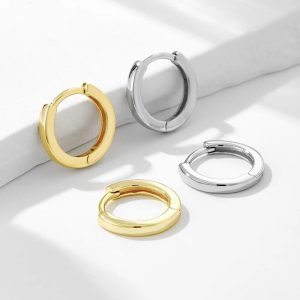 925 Sterling Silver 14K Gold Plated Series Minimalism Geometric Jewelry Simple Huggies Mini 5Mm 6Mm 7Mm 8Mm Hoop Earrings