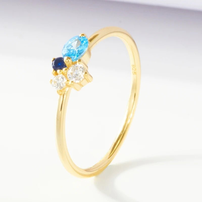 Peishang Custom Exquisite Jewelry 925 Sterling Silver Twist Ring Colored Tennis Stackable Rings Navy Mini Cluster