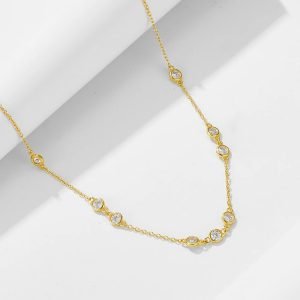 CN0276 Peishang Wholesale 925 Delicate Jewelry Bezel Diamond bar Choker Necklace