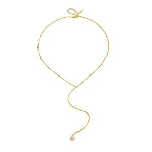 KN4093 Peishang Wholesale Jewelry 925 Sterling Silver Gold Plated Y Bezel Lariat Bead Chain Natural Freshwater Pearl Necklace