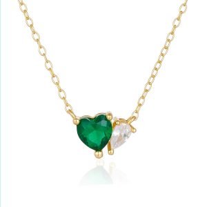 Fashion Valentines Jewelry Heart Silver Charms White Love Heart Necklace Gold Plated for Women Girls