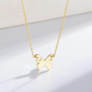 KN1712 Wholesale Hollow Minimalist Insect Collar 14k Gold Plate Butterfly Necklace Silver Jewelry Plain Silver S925 for Female