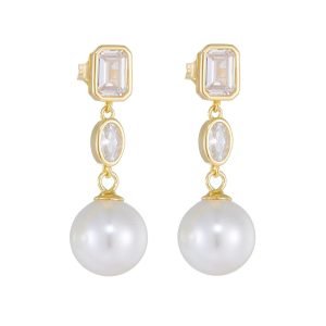 Vintage Style Pearl Dangle Earrings Delicate Sterling Silver Jewelry for Women