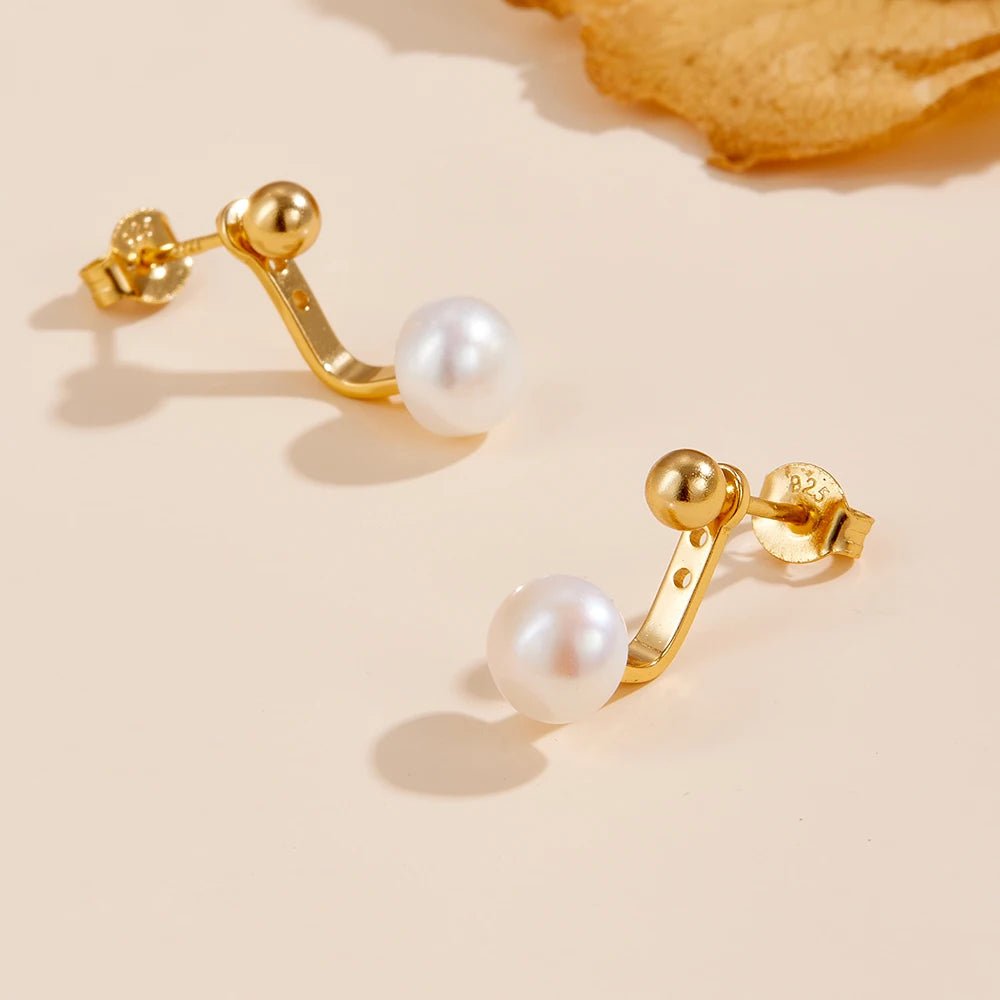 Wholesale 925 Sterling Silver 14K Gold Plated Temperament Natural Freshwater Pearl Bread Pearls Stud Earrings for Women Jewelry – Image 6