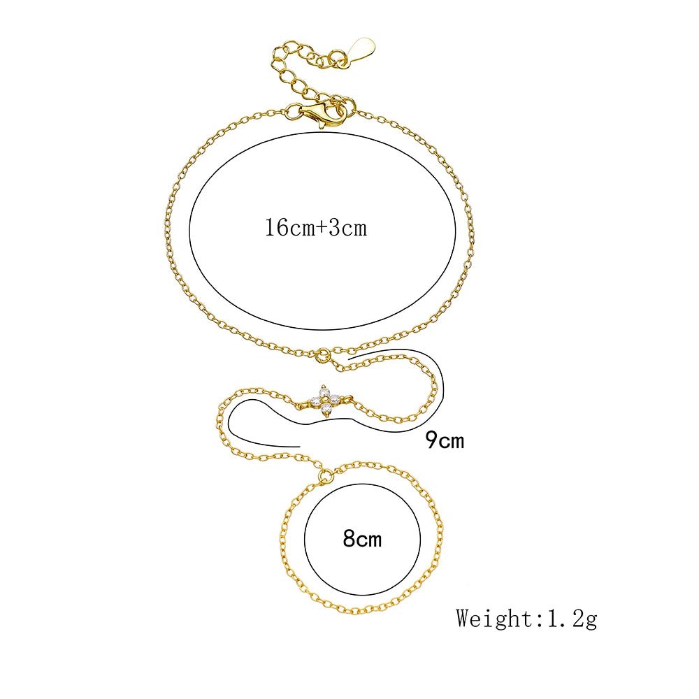 Peishang Wholesale Jewelry 925 Sterling Silver 14K Gold Plated Cz Zircon Bracelet Flower Hand Chain Ring Bracelets - Image 3