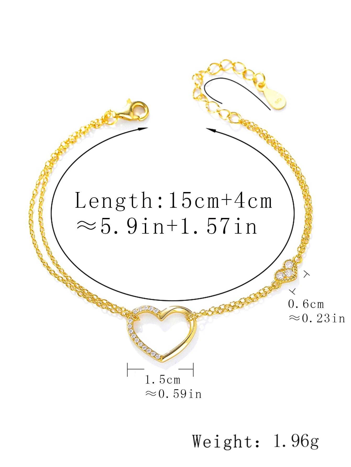 Fashion 925 Sterling Silver Luxury Double Heart Bracelet Mother's love Gift Bracelet - Image 8