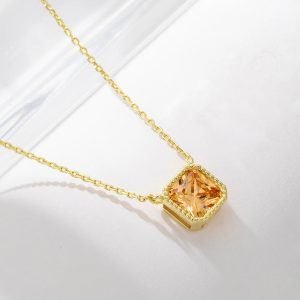 KN3529    New Product 925 Sterling Silver Square Shape Synthetic Pendant Necklace