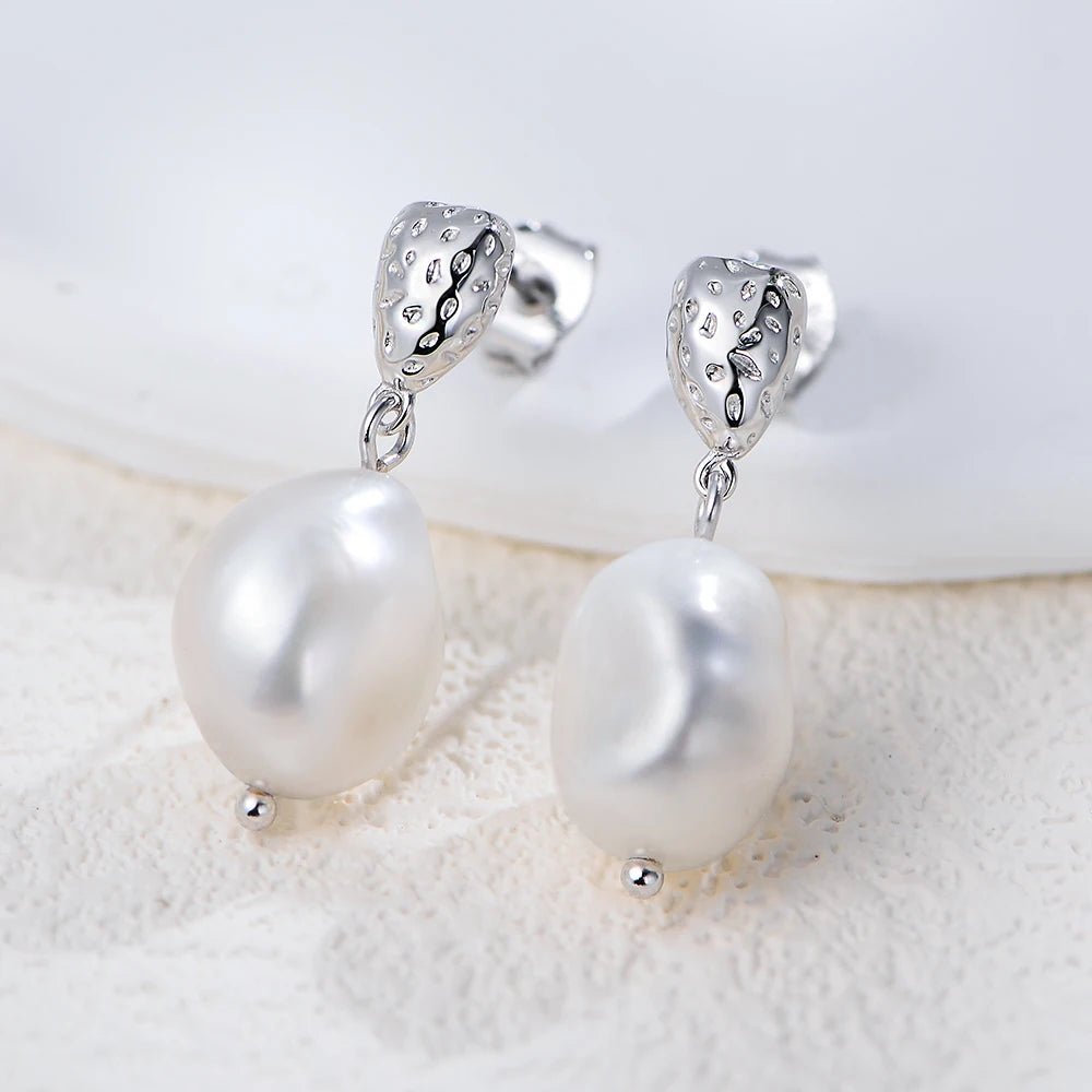 Peishang Jewelry 925 Sterling Silver 14K Gold Plated Pearls Geometric Strawberry Shape Stud Earrings for Women - Image 6