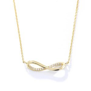 TRENDY 925 Sterling Silver Zircon Stone Angle Roman Number Infinity Forever Necklace