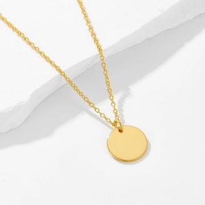 Peishang Wholesale Jewelry 925 Sterling Silver Gold Plated Round Blank Custom Logo Necklace for Women