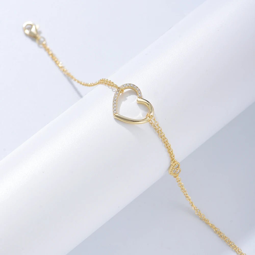 Fashion 925 Sterling Silver Luxury Double Heart Bracelet Mother's love Gift Bracelet - Image 2