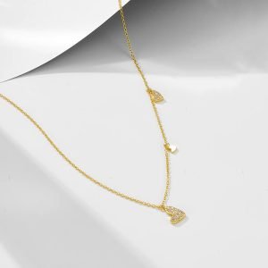 KN0134  Fashion 925 Silver Jewelry Wholesale 925 Sterling Silver Necklaces love Heart Charm Gold Plated Necklaces for Women