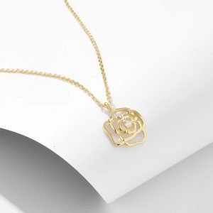 Trendy Daisy Rose Flower Necklace Women Customizable Fine Jewelry Gold Plating Necklace for Women Girls